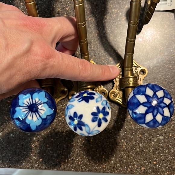 World Market Brass and Porcelain Hooks - Picture 6 of 7